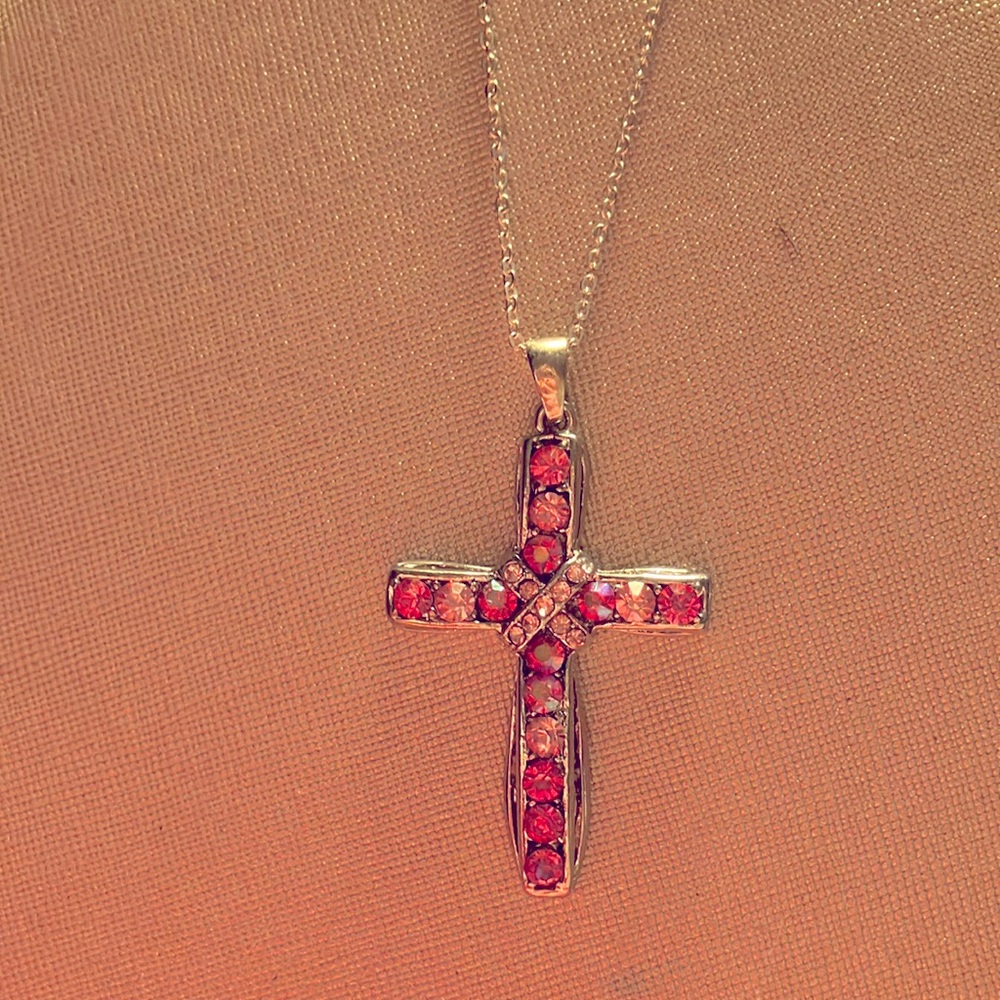 Pink cross necklace